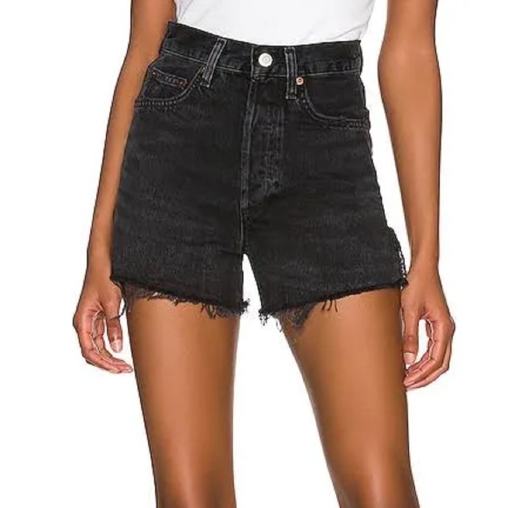 Agolde Dee Black High Waist Denim Shorts